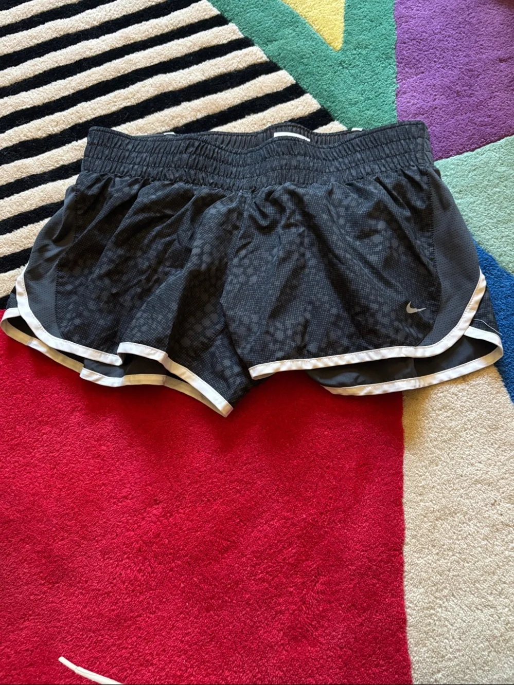 Nike Black Womens Running Short Shorts with White Trim Medium